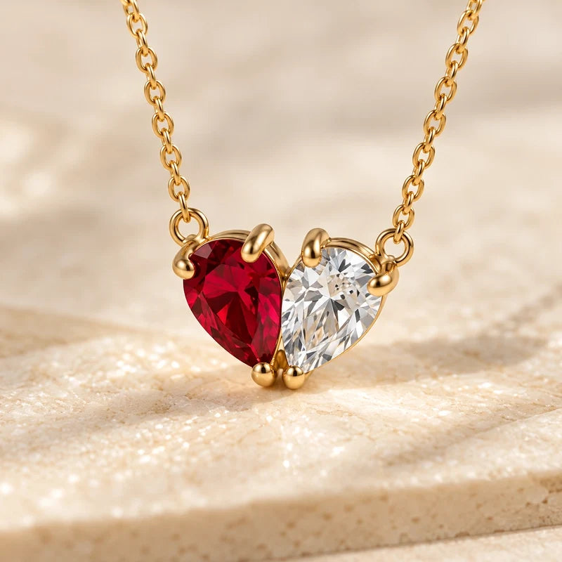 Elara ketting met hart en twee geboortestenen – foto 7