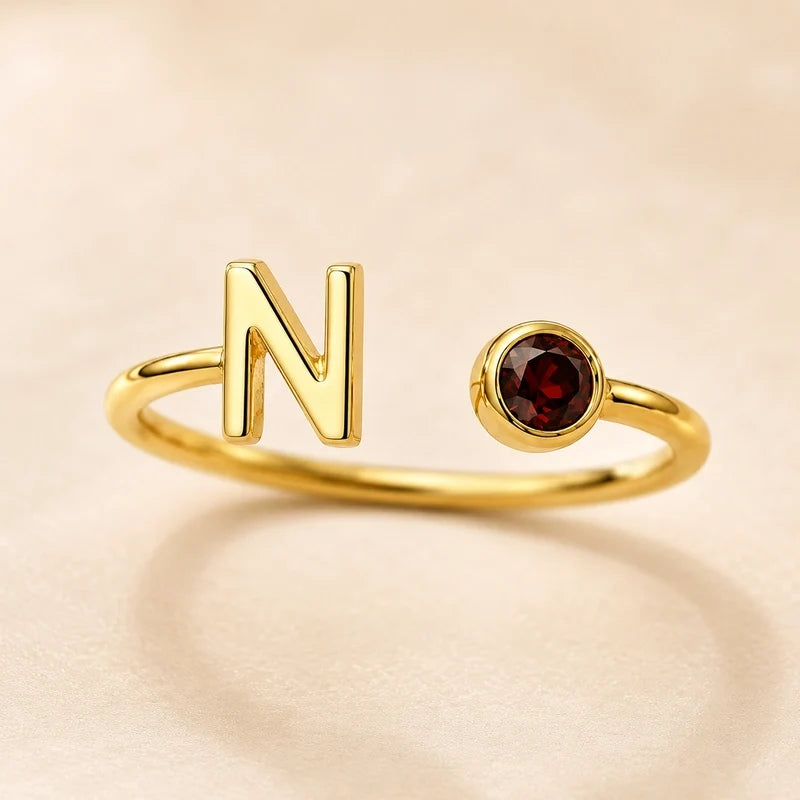 Nalia ring met initiaal en geboortesteen – foto 8