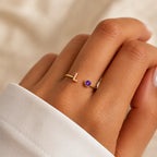 Nalia ring met initiaal en geboortesteen – foto 2