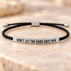 Kracht armband met boodschap – zwart, zilver
