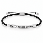Kracht armband met boodschap – zwart, zilver