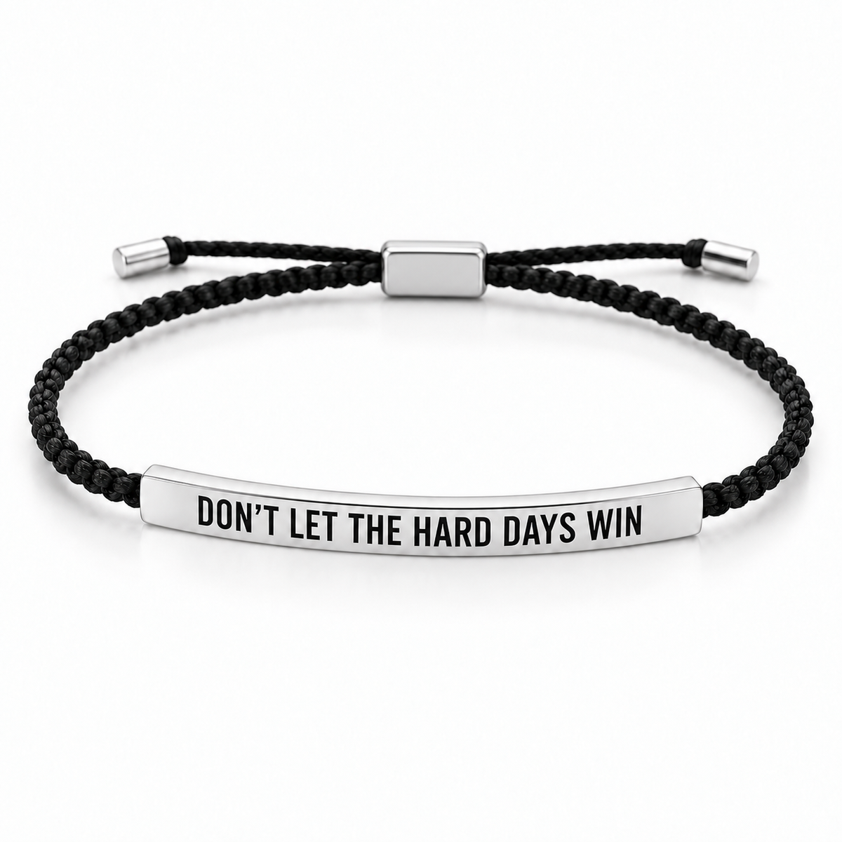 Kracht armband met boodschap – zwart, zilver