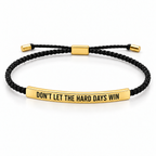 Kracht armband met boodschap – zwart, goud