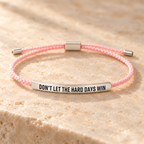 Kracht armband met boodschap – roze, zilver