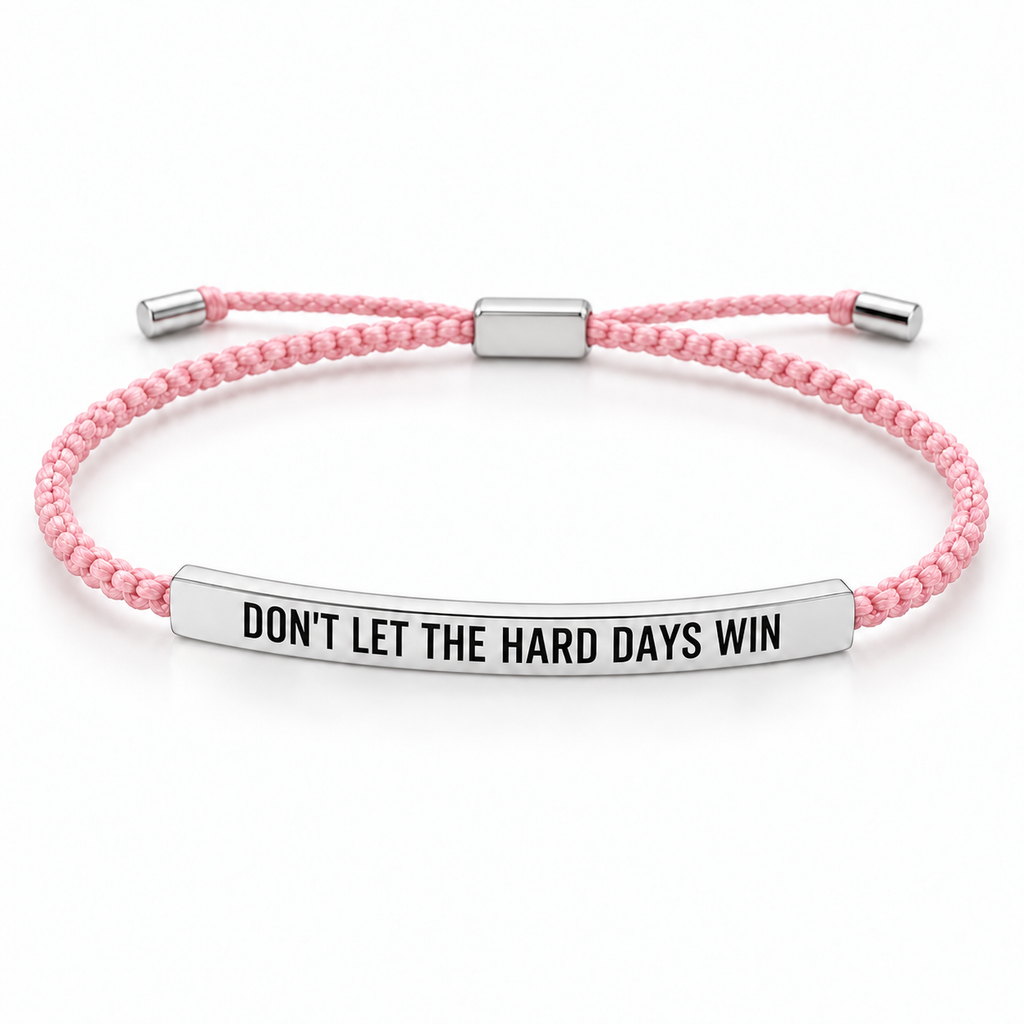 Kracht armband met boodschap – roze, zilver