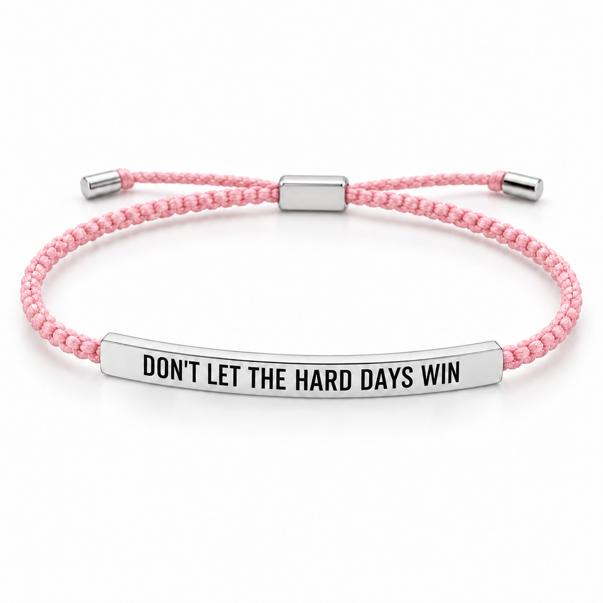 Kracht armband met boodschap – roze, zilver