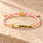 Kracht armband met boodschap – roze, goud