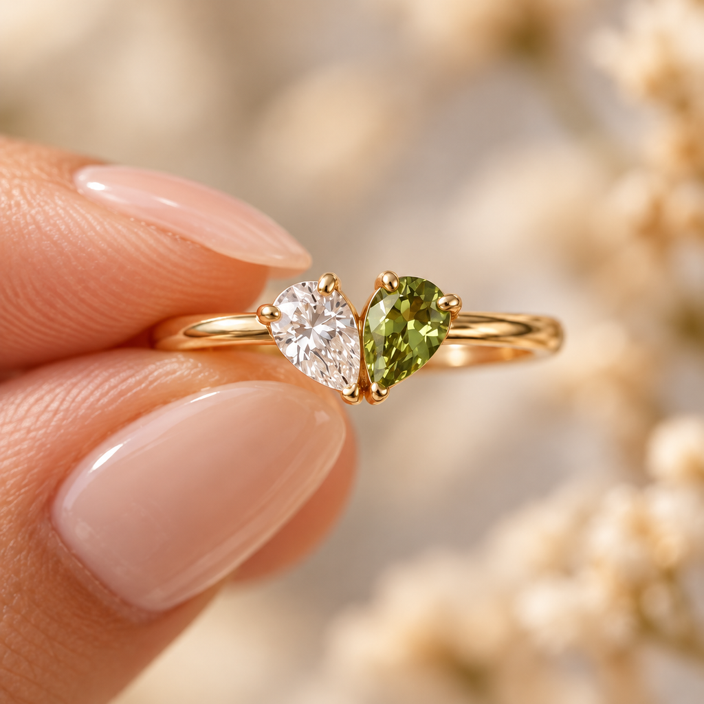 Elara ring met twee geboortestenen – foto 9