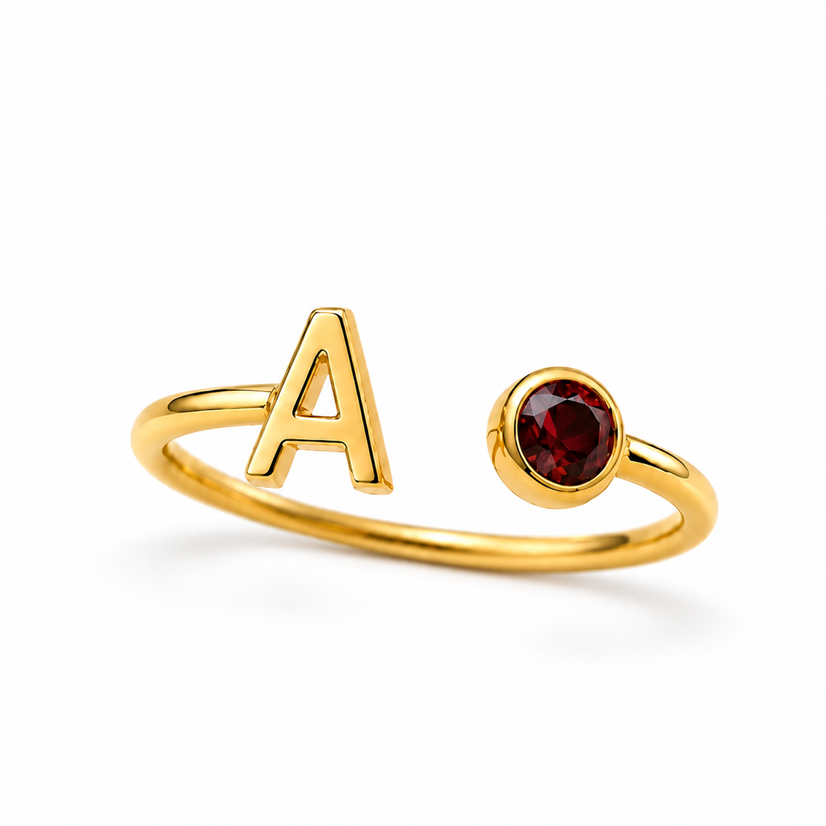 Nalia ring met initiaal en geboortesteen – foto 1