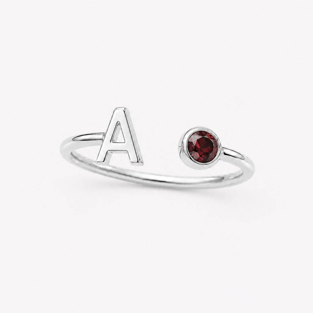 Nalia ring met initiaal en geboortesteen – foto 10