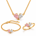 Elara ketting met hart en twee geboortestenen – goud, sieradenset