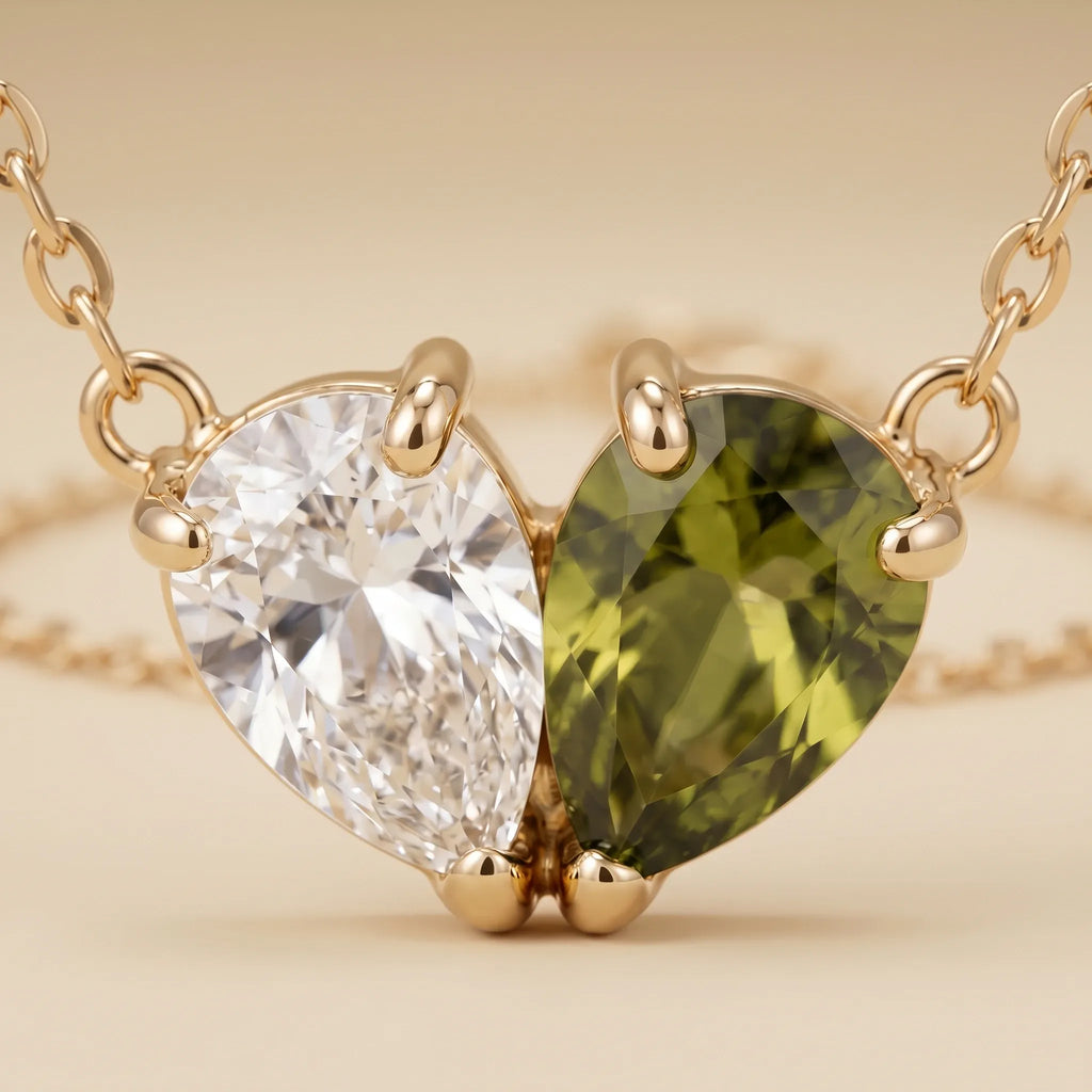 Elara ketting met hart en twee geboortestenen – foto 5